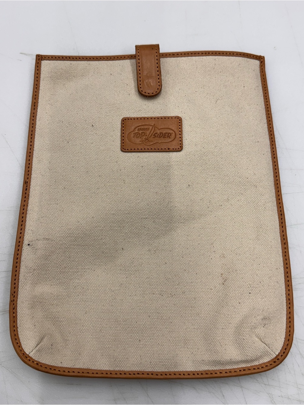 Sperry Top Sider iPad Tablet Sleeve Case Canvas Striped Leather Trim RARE